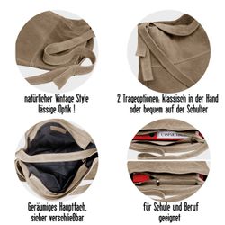 Caspar Schultertasche große Vintage Damen Leder günstig online kaufen