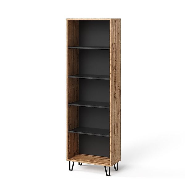Vicco Bücherregal Amber, Eiche Wotan/Schwarz, 60 günstig online kaufen