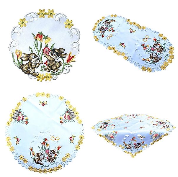 Westernlifestyle Tischdecke Gelbe Tulpen, Osterhasen, weiße Osterdecke, Tis günstig online kaufen