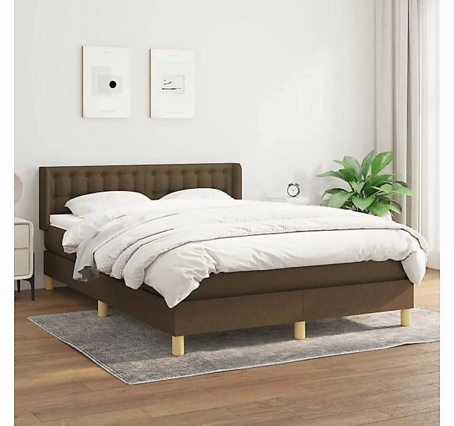 furnicato Bett Boxspringbett mit Matratze Dunkelbraun 140x200 cm Stoff günstig online kaufen