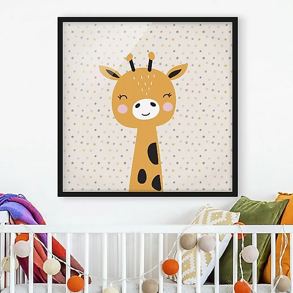 Bild mit Rahmen - Quadrat Baby Giraffe günstig online kaufen