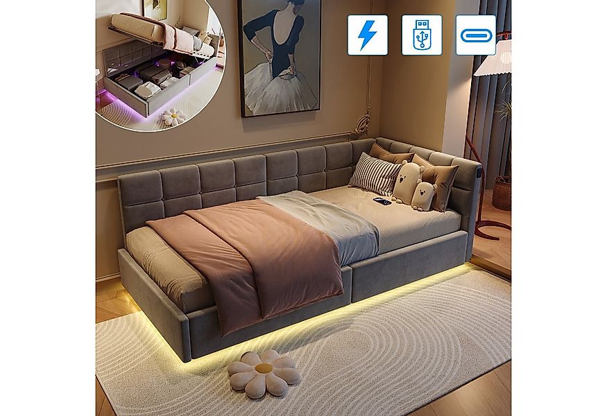 PXloue Polsterbett Daybett Tagesbett (Inklusive USB-Typ-C-Ladeanschluss), L günstig online kaufen