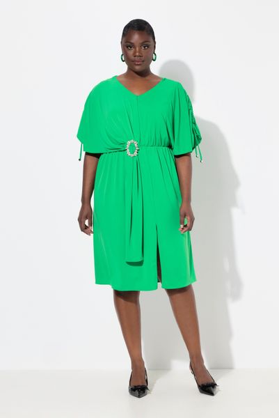 Ulla Popken Cocktailkleid Midikleid drapiert Oversized günstig online kaufen