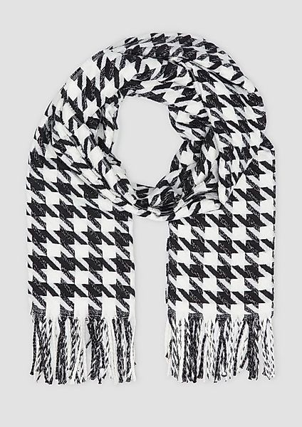 s.Oliver Schal Tuch, Schal mit Hahnentritt-Muster und Fransen günstig online kaufen