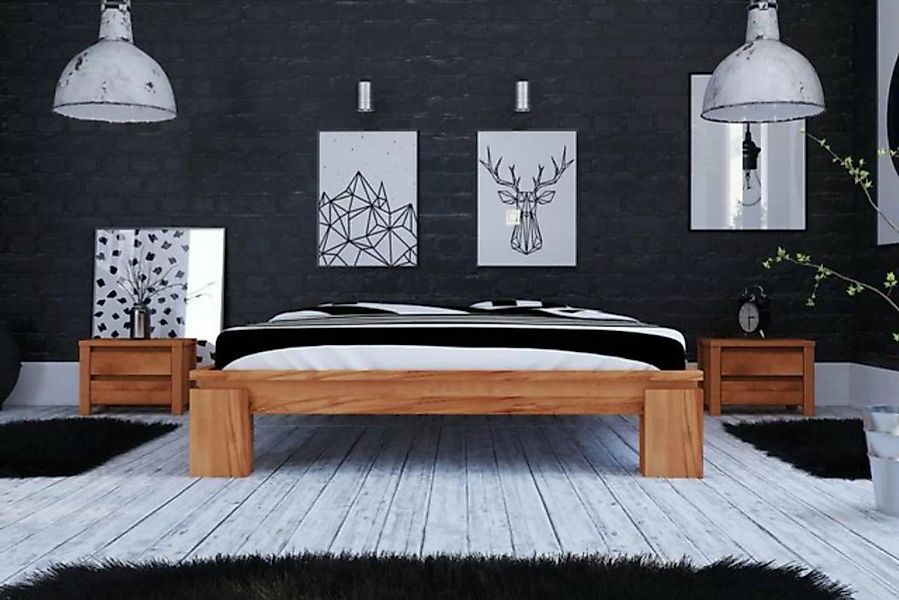Natur24 Einzelbett Bett Tinci 4 in 80x190cm Kernbuche massiv ohne Holzkopft günstig online kaufen