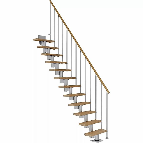 Dolle Mittelholmtreppe Dublin Eiche Perlgrau GH bis 337 cm Gerade 75 cm FSC günstig online kaufen