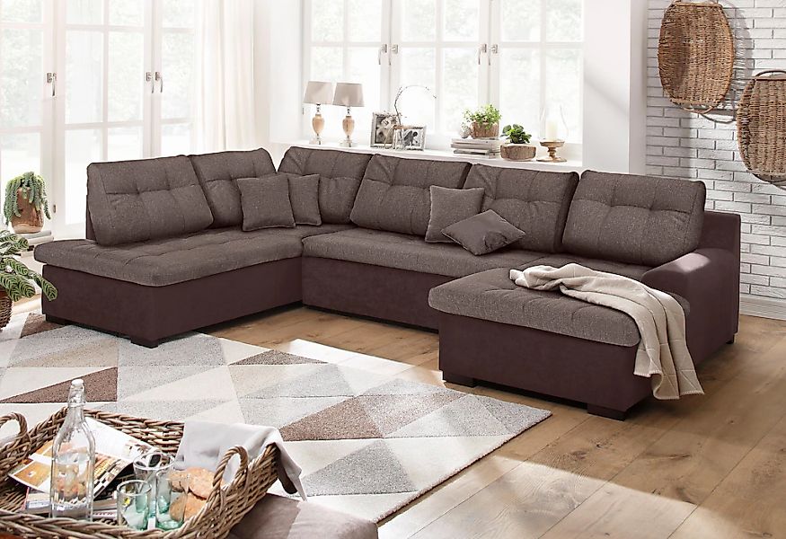 Home affaire Wohnlandschaft "Föhr U-Form" wahlweise mit Bettfunktion günstig online kaufen