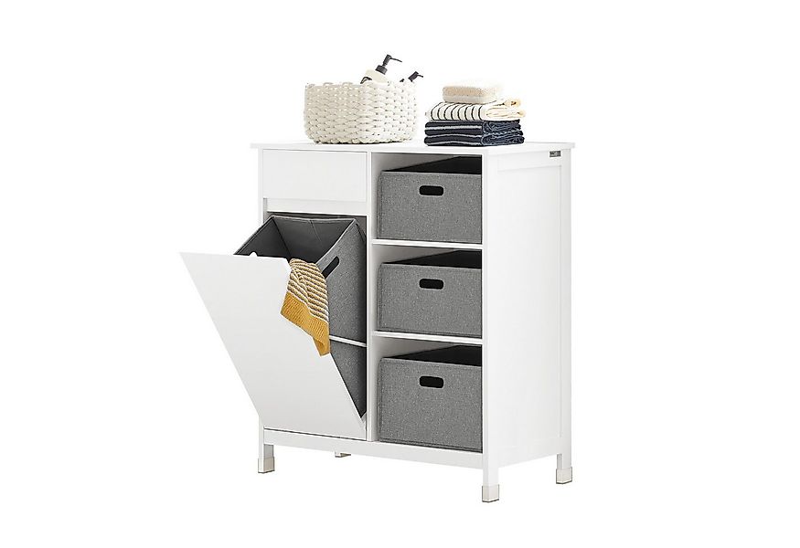 SoBuy Wäscheschrank BZR77, Badezimmerschrank mit Wäschekorb, Badschrank Bad günstig online kaufen