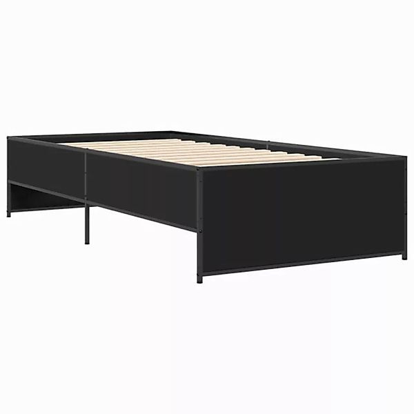 vidaXL Bettgestell, Bettrahmen Schwarz 100x200 cm Holzwerkstoff und Metall günstig online kaufen