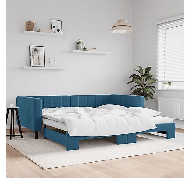 vidaXL Bett, Tagesbett Ausziehbar Blau 100x200 cm Samt günstig online kaufen