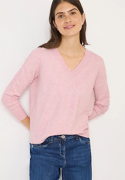 Cecil Strickpullover mit V-Ausschnitt und Ärmeldetails günstig online kaufen