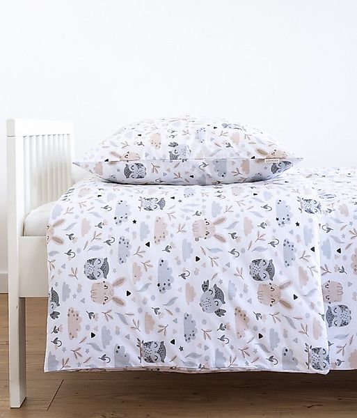 Loolay Bettwäsche HASE Eule Beige Weiss Babybettwäsche Kinderbettwäsche Jug günstig online kaufen