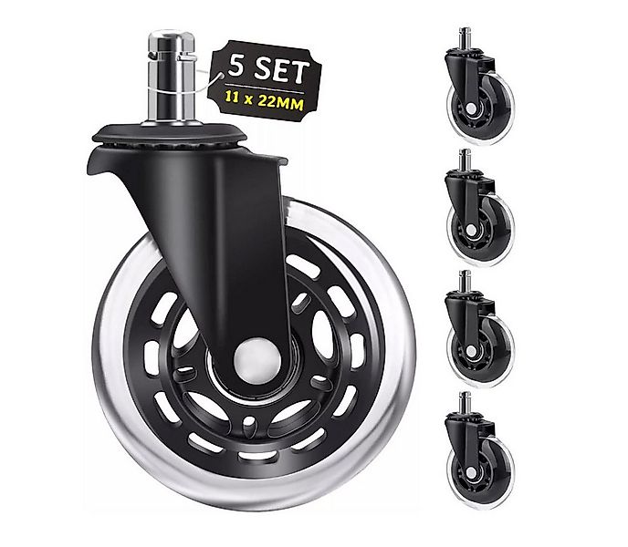Refined Living Stuhlrolle 5x Leise Bürostuhlrollen 11mm Universal Hartboden günstig online kaufen