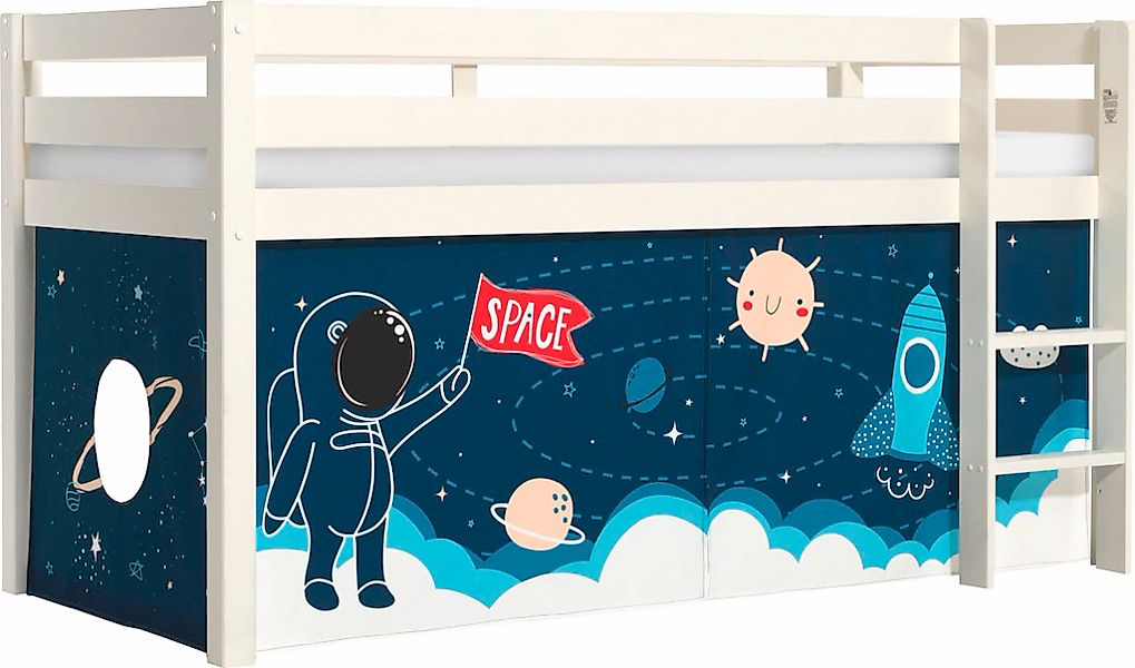 Vipack Spielbett "Pino, Kiefer massiv, mit Rolllattenrost u. Textil-Set, Ma günstig online kaufen