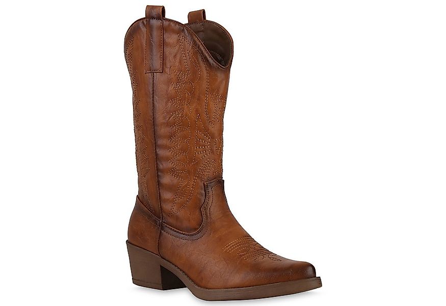 VAN HILL 840208 Cowboystiefel Damen Cowboystiefel Stiefel Stickereien Holzo günstig online kaufen