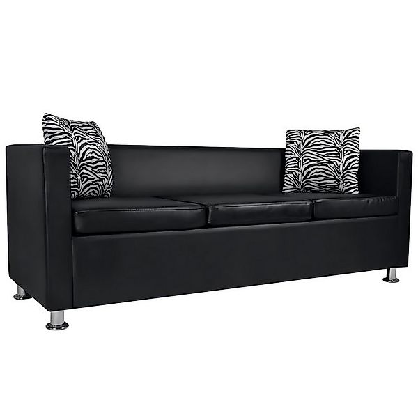 HomeMiYN Big-Sofa Sofa 3-Sitzer Kunstleder Schwarz günstig online kaufen