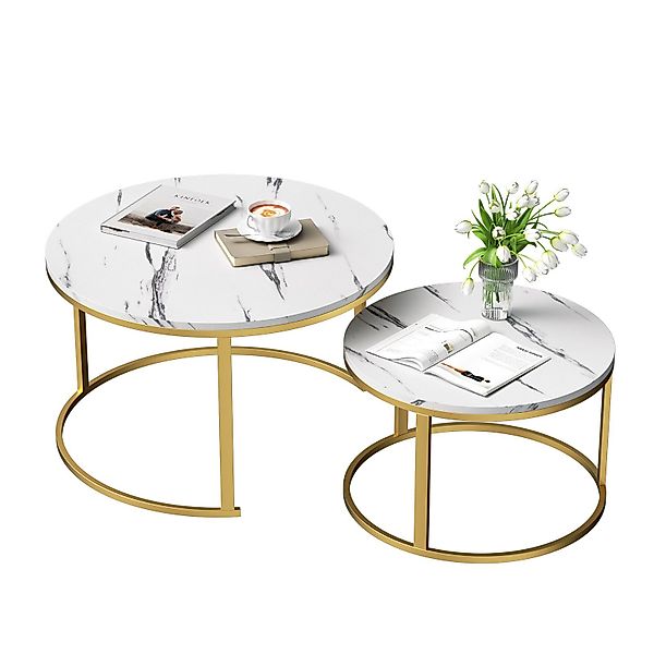 TWSOUL Couchtisch Rund Kaffeetisch 2er Set günstig online kaufen