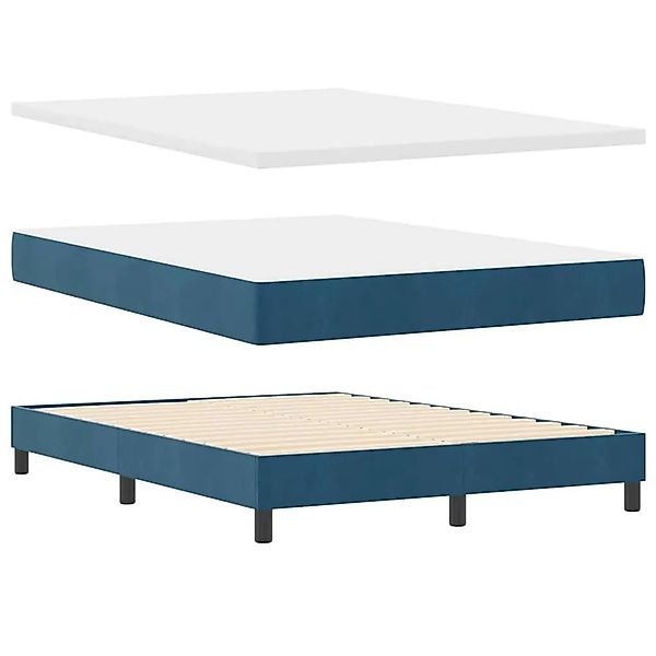 vidaXL Boxspringbett mit Matratze Dunkelblau 200 x 160 cm Polyester 3341424 günstig online kaufen