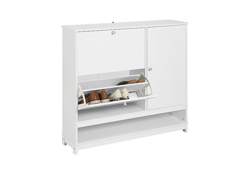SoBuy Schuhschrank FSR114 mit 2 Klappen, 1 offenen Fach und 1 Tür Schuhkipp günstig online kaufen