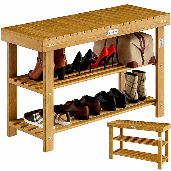 Schuhregal 2in1 Akazienholz FSC®-zertifiziert 90x33x46cm günstig online kaufen