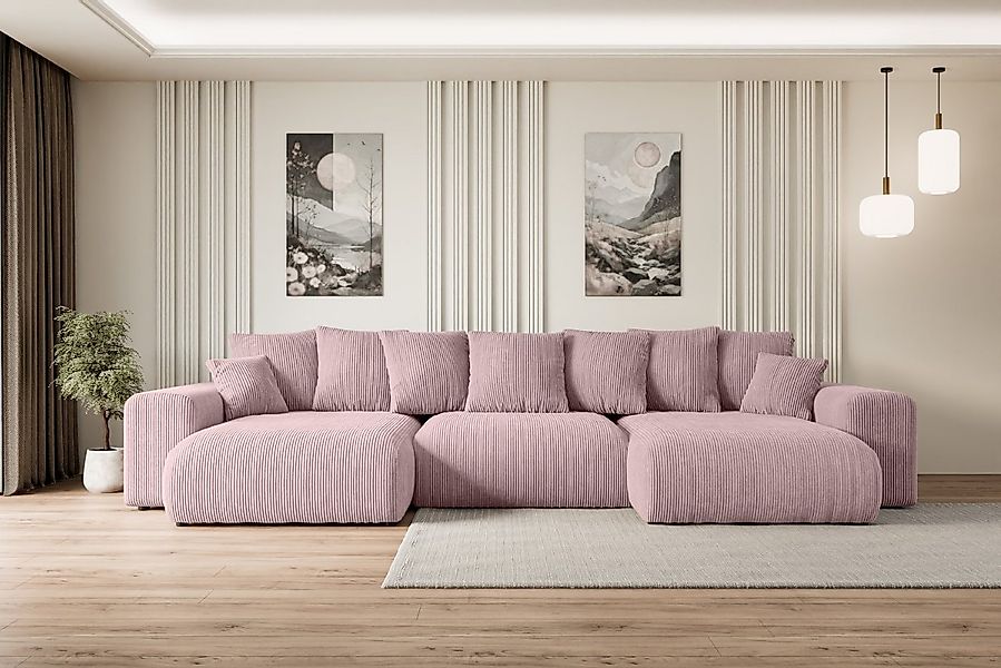 ALTDECOR Wohnlandschaft ESKAR-U, Couch mit Schlaffunktion, Wohnzimmer - Woh günstig online kaufen
