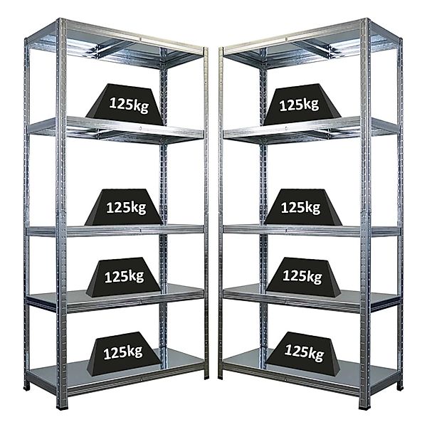 PROREGAL Mega Deal 2x Schwerlastregal Ragnar HxBxT 180x90x40cm 5 Stahlplatt günstig online kaufen