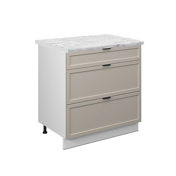 Vicco Küchenunterschrank Fame-Line GrauBeige 80 cm mit 3 Schubladen AP Marm günstig online kaufen