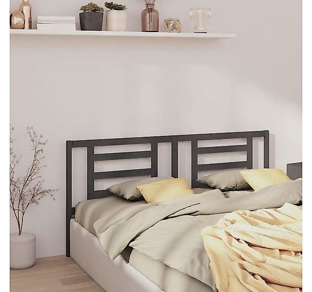 vidaXL Bett, Kopfteil Grau 156x4x100 cm Massivholz Kiefer günstig online kaufen