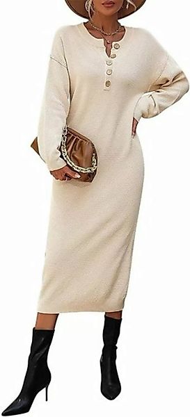FIDDY Maxikleid Damen Strickkleid Herbst Tunika Kleid Pullover Pullikleid günstig online kaufen