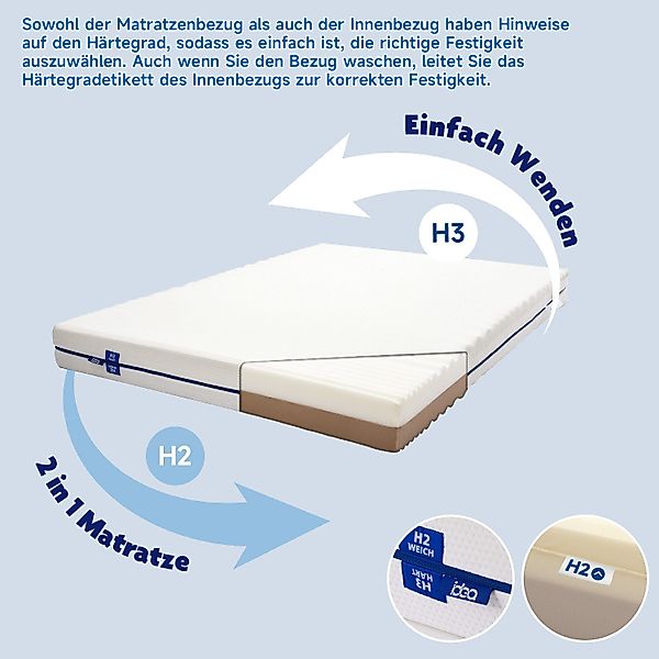 Kaltschaummatratze Matratze 90x200 cm, 2in1 Härtegrade günstig online kaufen