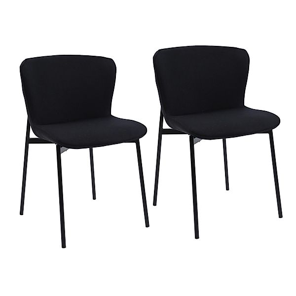 Svita Mary 2er Set Esszimmerstuhl Polsterstuhl Ohne Armlehnen Stoff Schwarz günstig online kaufen