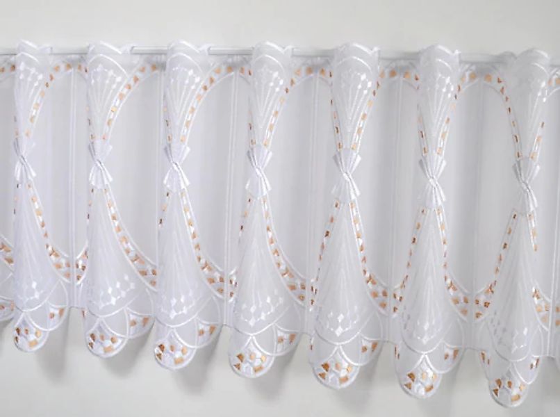 Stickereien Plauen Scheibengardine »Fächer« Stangendurchzug 1 Stk. tlg. günstig online kaufen