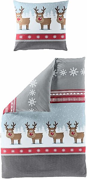 BIERBAUM Bettwäsche "Wichtel" 2 tlg. tlg. 100 % Baumwolle, Biber, unterschi günstig online kaufen