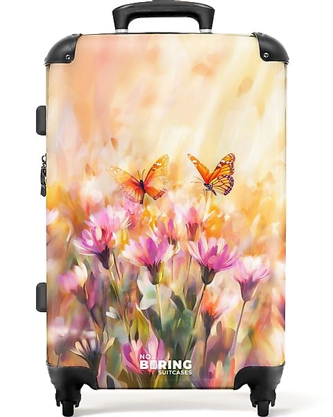 NoBoringSuitcases.com© Hartschalen-Trolley Schmetterlinge über Blumen im günstig online kaufen