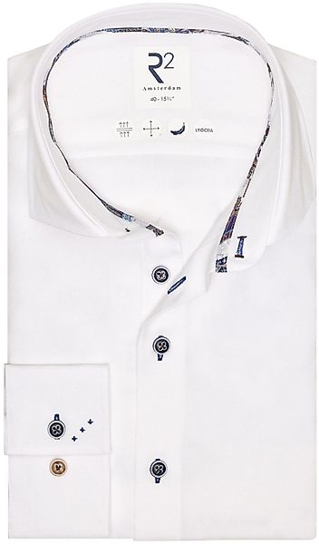 R2 Hemd Lyocell Contrast Weiß - Größe 42 günstig online kaufen