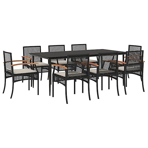 vidaXL 9-Tlg Garten-Essgruppe mit Kissen Schwarz Poly Rattan 3213602 günstig online kaufen