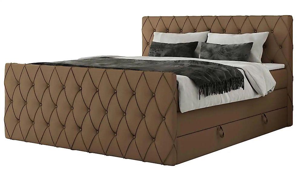 Boxspringbett mit Bettkasten Miren King Duo ¦ braun ¦ Maße (cm): B: 201 H: günstig online kaufen