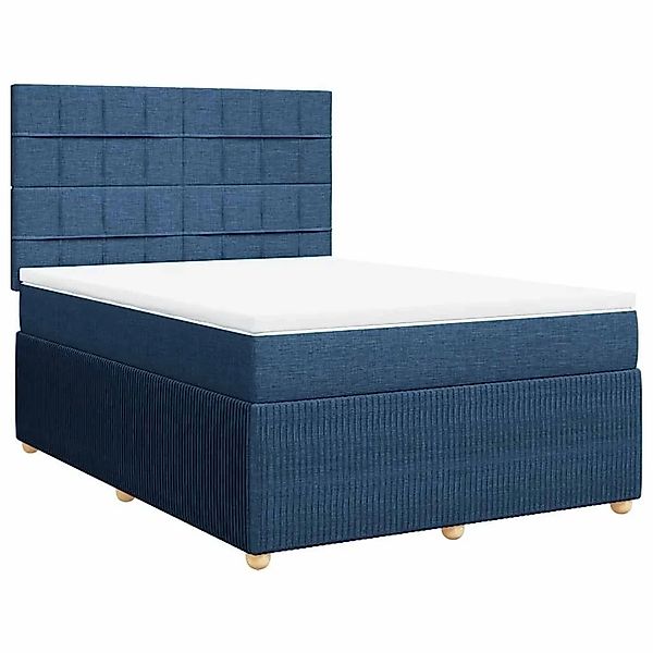 vidaXL Boxspringbett mit Matratze Blau 140x200 cm Stoff 3294385 günstig online kaufen