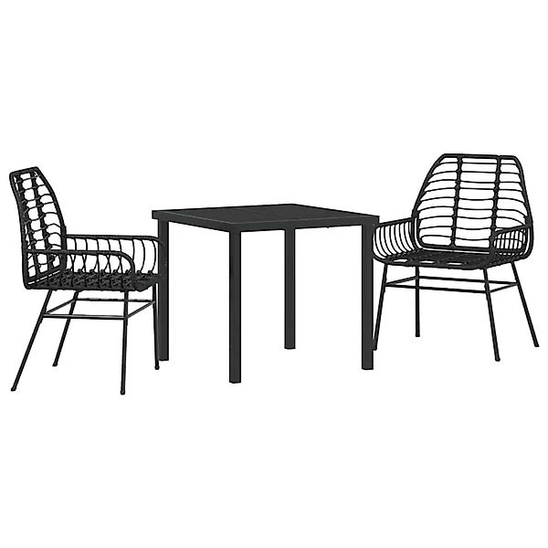 vidaXL Garten Essgruppe 3-Tlg Schwarz Poly Rattan 3380841 günstig online kaufen