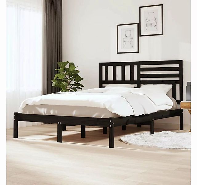 furnicato Bett Massivholzbett Schwarz 150x200 cm Kiefer günstig online kaufen