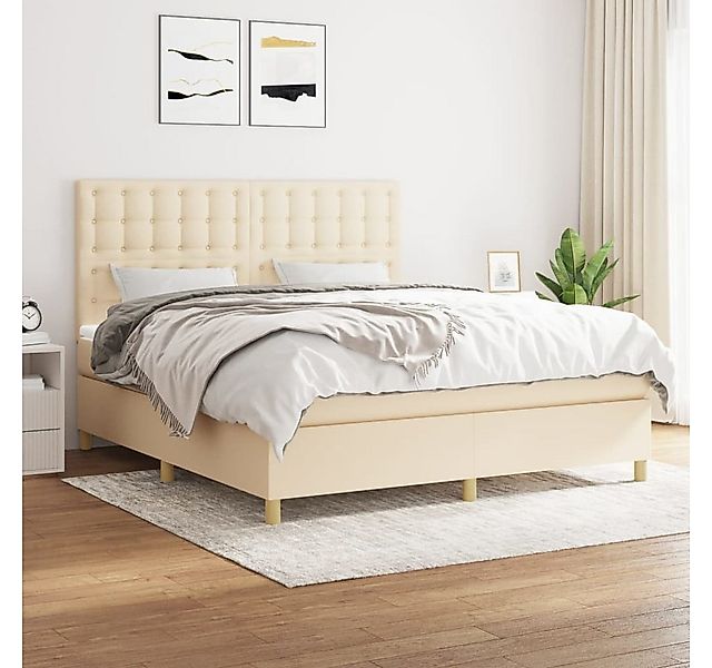 vidaXL Boxspringbett Boxspringbett mit Matratze Creme 160x200 cm Stoff Bett günstig online kaufen