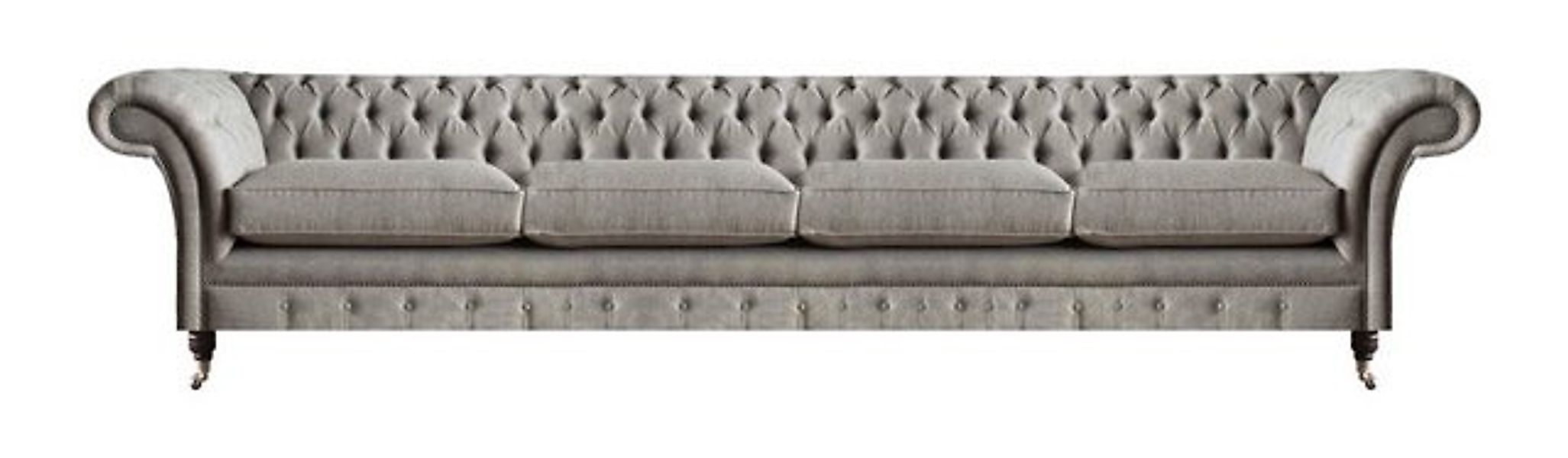 JVmoebel 4-Sitzer Hellgraues Chesterfield Polstersofa Designer 4-Sitzer Tex günstig online kaufen