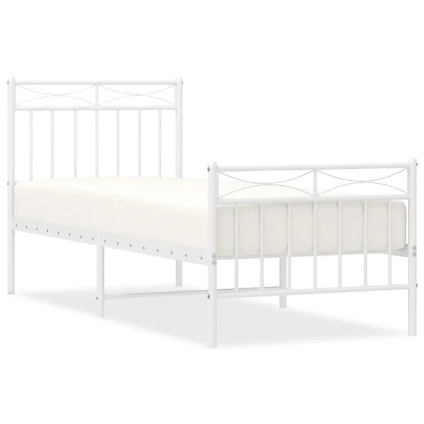 vidaXL Bettgestell mit Kopf- und Fußteil Metall Weiß 80x200 cm Modell 61907 günstig online kaufen
