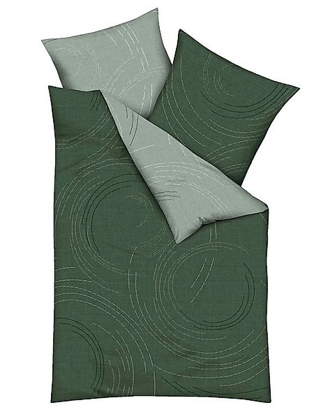 JACK Wendebettwäsche 135x200cm Jaro Jade Grün, Biber, 2 teilig, dezente kre günstig online kaufen