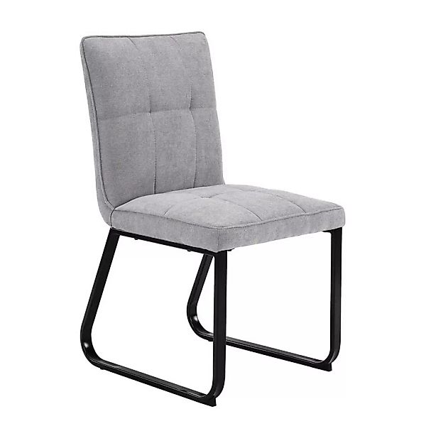Esstisch Stühle Bügelgestell in Hellgrau Schwarz (2er Set) günstig online kaufen