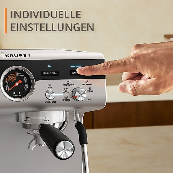 Krups Siebträgermaschine »XP801T Precision«, mit Mahlwerk, intuitive Bedien günstig online kaufen