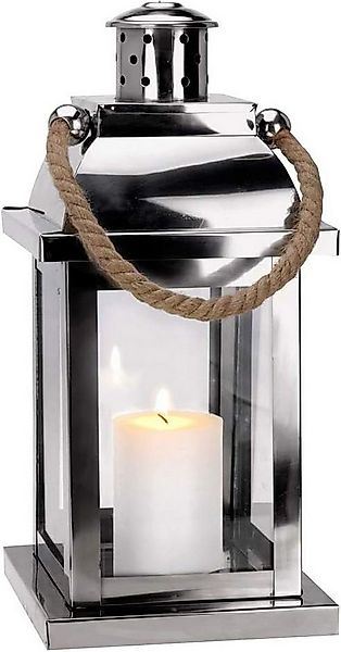 Koopmann Kerzenlaterne Laterne aus Edelstahl mit geflochtenem Seil günstig online kaufen