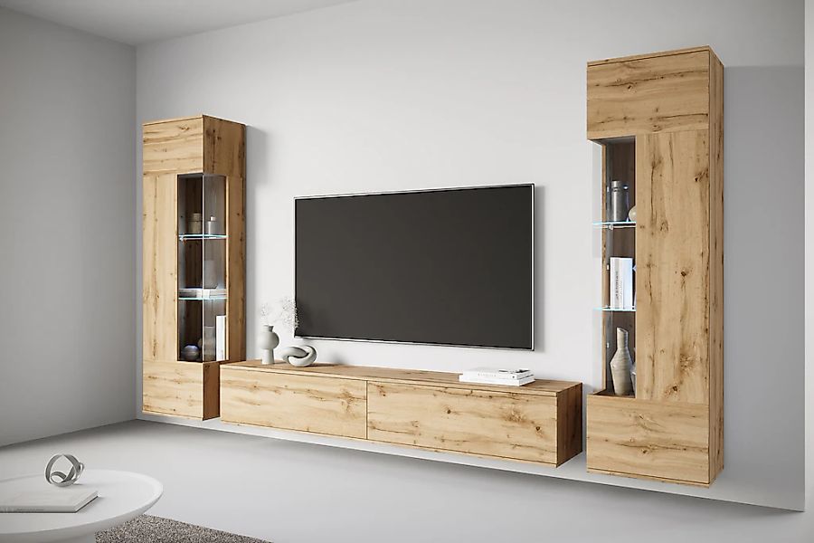 INOSIGN Wohnwand "Kenia, Vitrine Türanschlag links/rechts wechselbar" 3 Stk günstig online kaufen