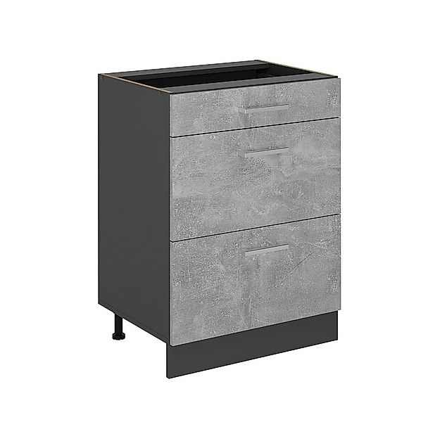 Vicco Unterschrank R-Line, Beton/Anthrazit, 60 cm mit Schubladen, ohne Arbe günstig online kaufen