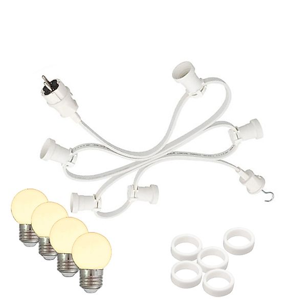 Satisfire Illu Partylichterkette 5m Weiß Außen Biergarten 10xE27 LED Kugell günstig online kaufen